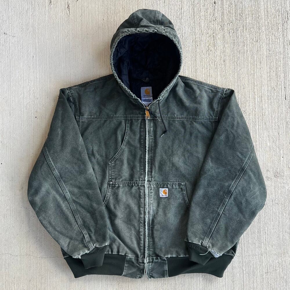 Carhartt J244 MOS faded green hooded work wear jacket